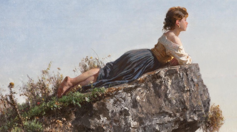 Filippo-Palizzi-La-ragazza-sulla-roccia-a-Sorrento-1871-detail
